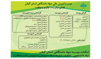 رشته های موسسه آموزش عالی جهاددانشگاهی استان گیلان